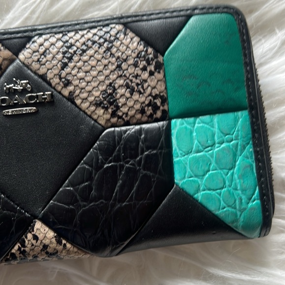 Coach Black and Teal Patchwork Wallet - Picture 10 of 13